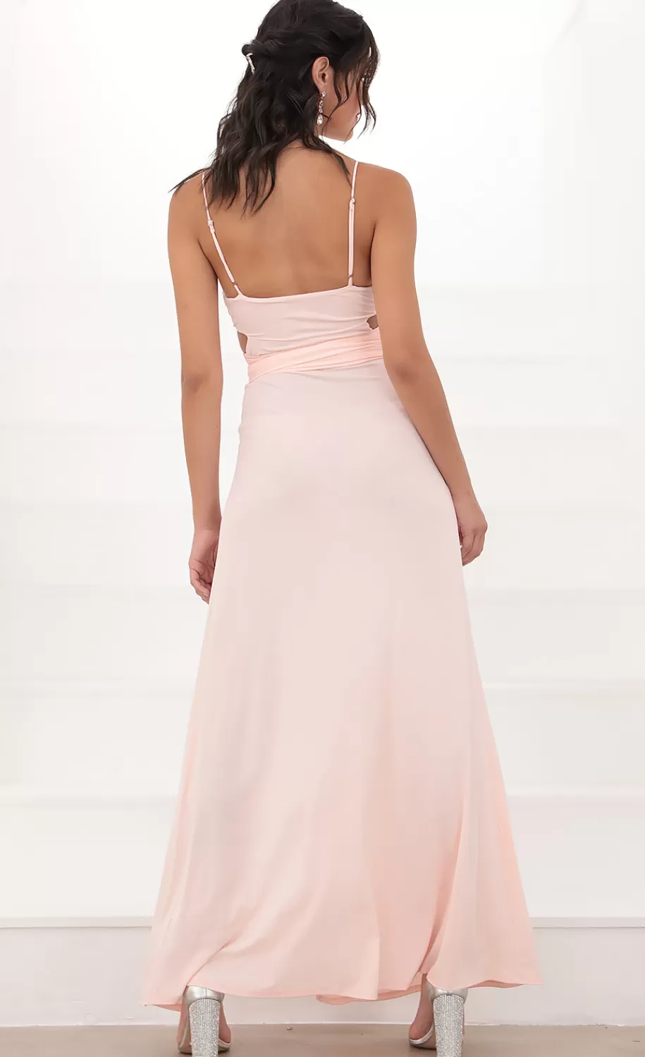 Leila Wrap Tie Maxi In Light Pink^LUCY IN THE SKY Hot