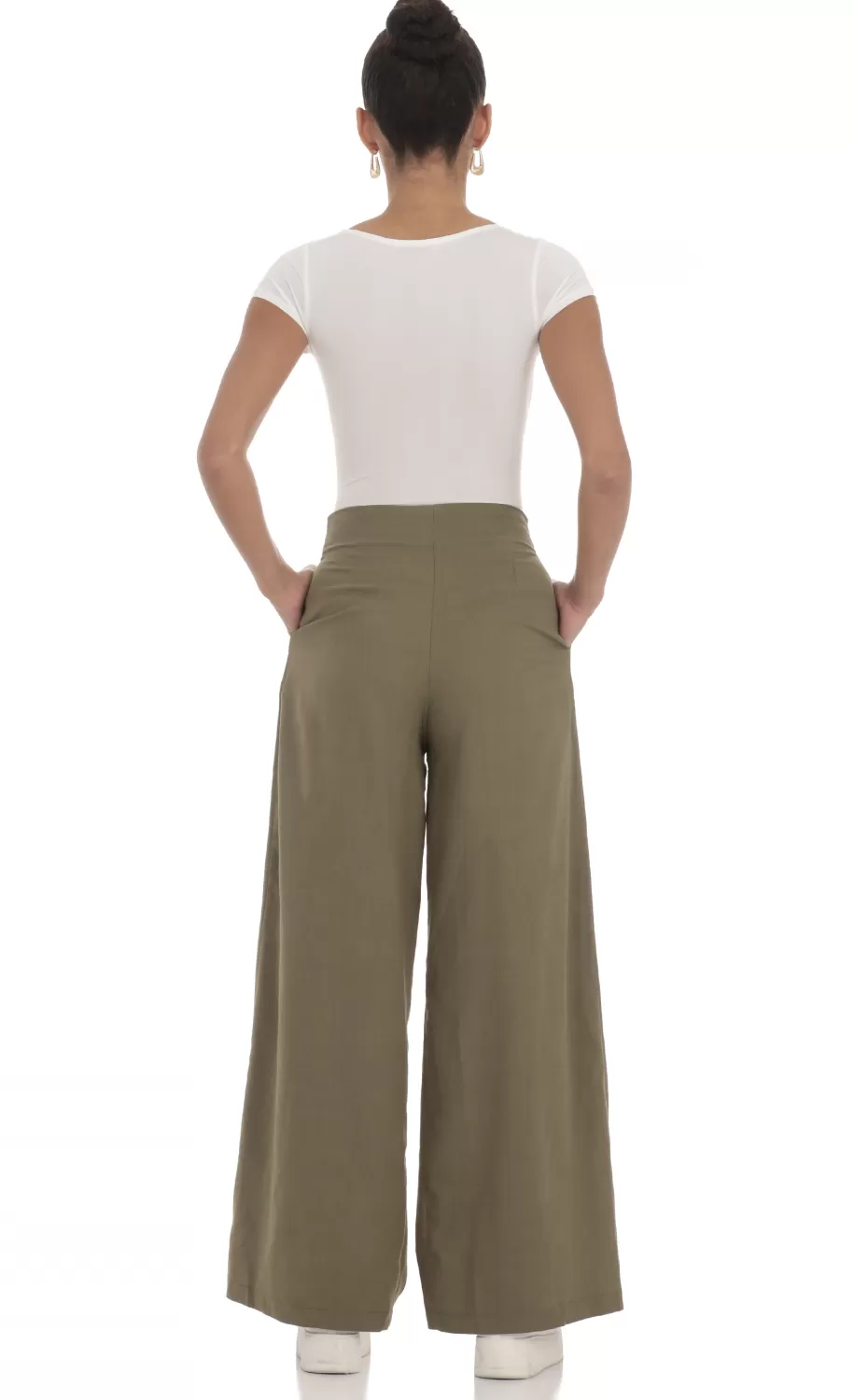 Linen Pleated Pants In Olive^LUCY IN THE SKY Best Sale