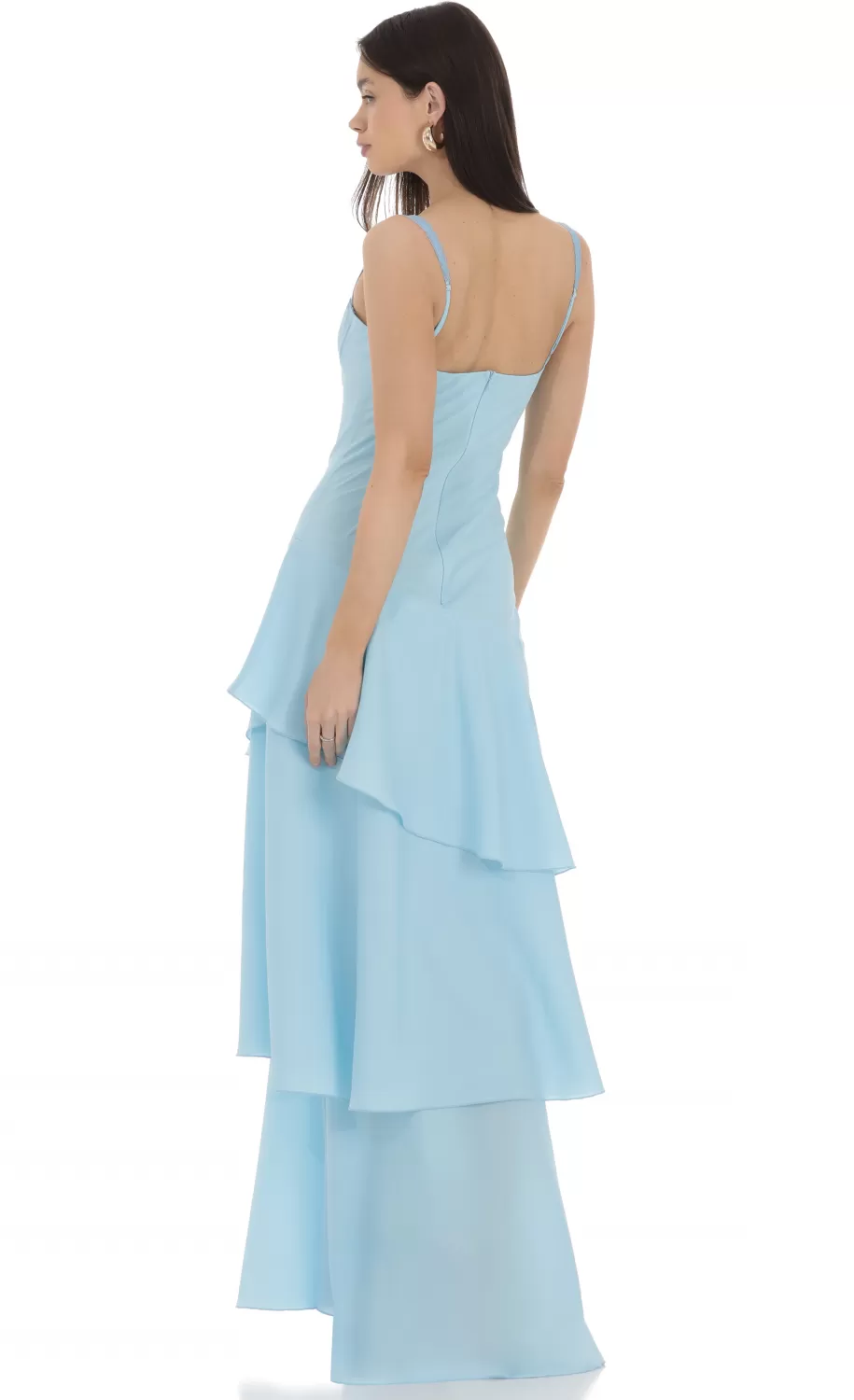 Long Ruffle Maxi Dress In Light Blue^LUCY IN THE SKY Discount