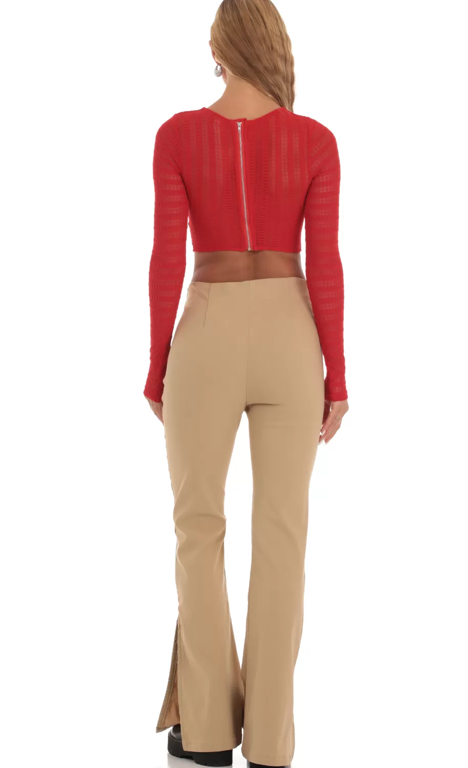 Long Sleeve Corset Top In Red^LUCY IN THE SKY Store