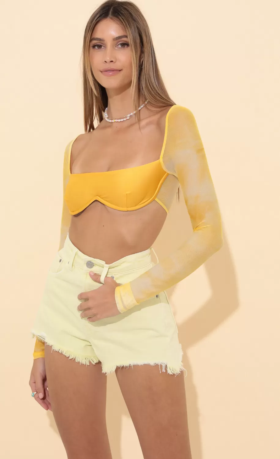 Long Sleeve Top In Yellow^LUCY IN THE SKY Cheap