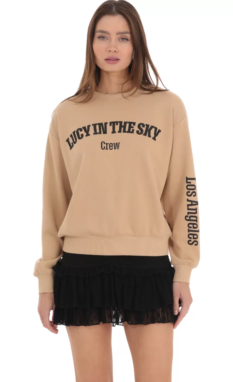 Crew Jumper In Brown^LUCY IN THE SKY Cheap