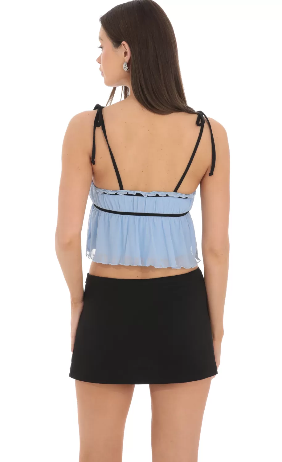 Mesh Babydoll Top In Blue^LUCY IN THE SKY New