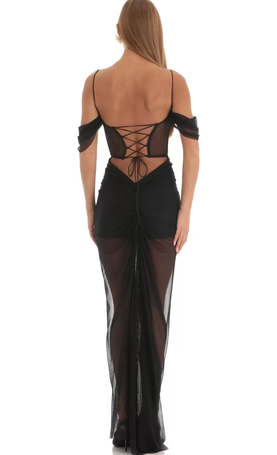 Mesh Corset Maxi Dress In Black^LUCY IN THE SKY Hot