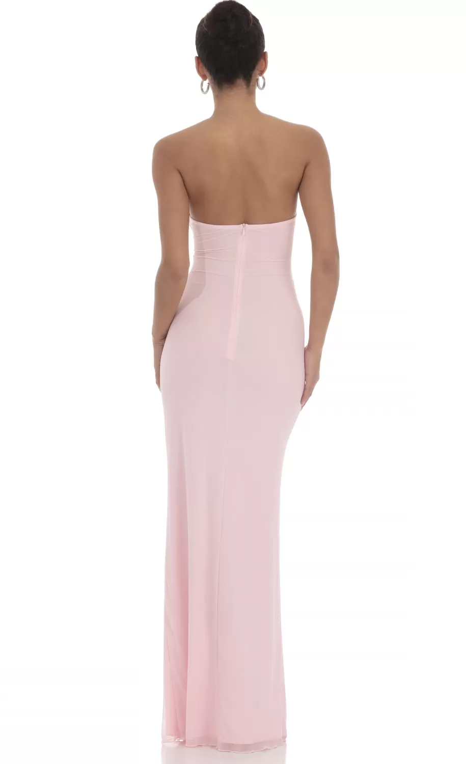 Mesh Cutout Ruffle Maxi Dress In Pink^LUCY IN THE SKY Best