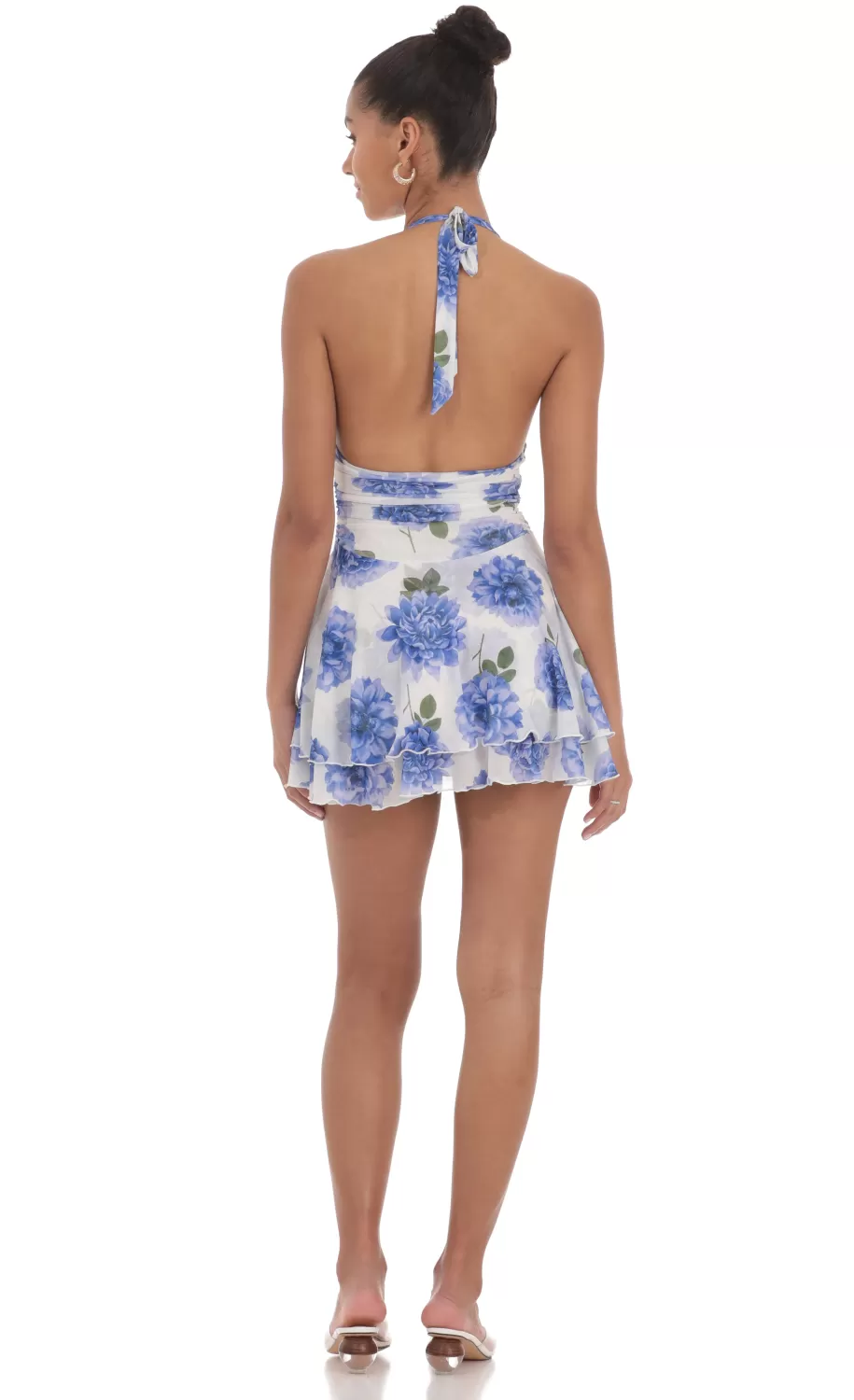 Mesh Floral Halter Romper In White^LUCY IN THE SKY Fashion