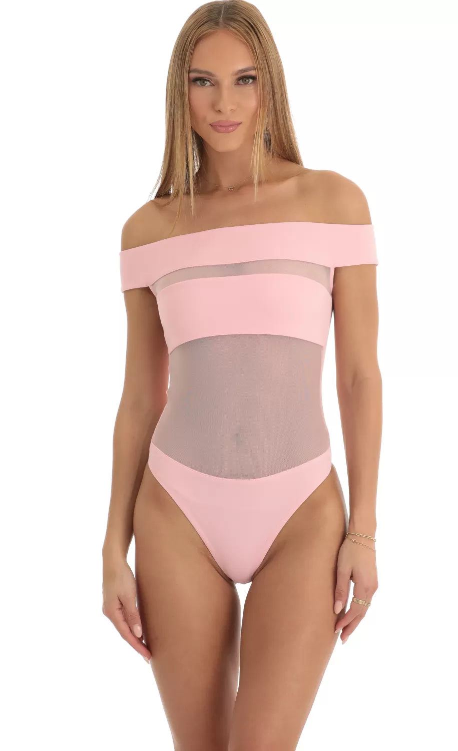 Mesh Illusion Bodysuit In Pink^LUCY IN THE SKY Online