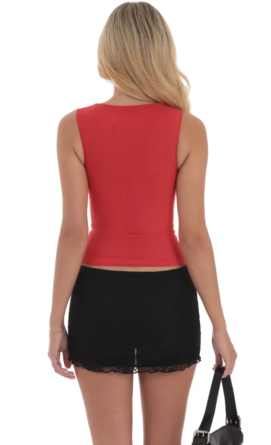 Mesh Ruched Top In Red^LUCY IN THE SKY Cheap