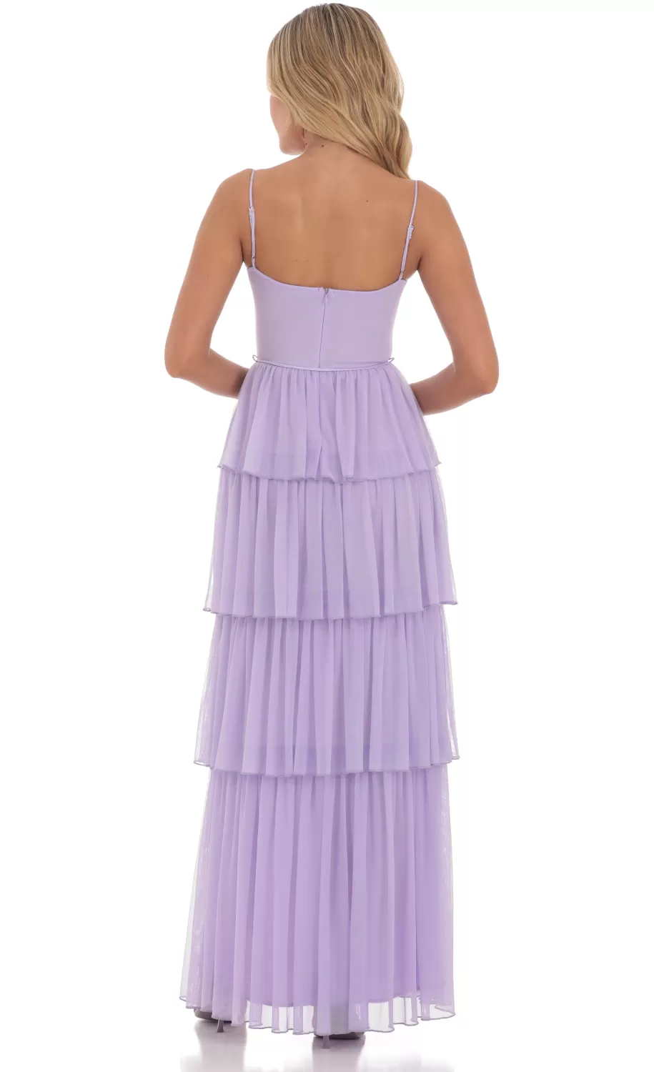 Mesh Ruffle Maxi Dress In Lavender^LUCY IN THE SKY Cheap