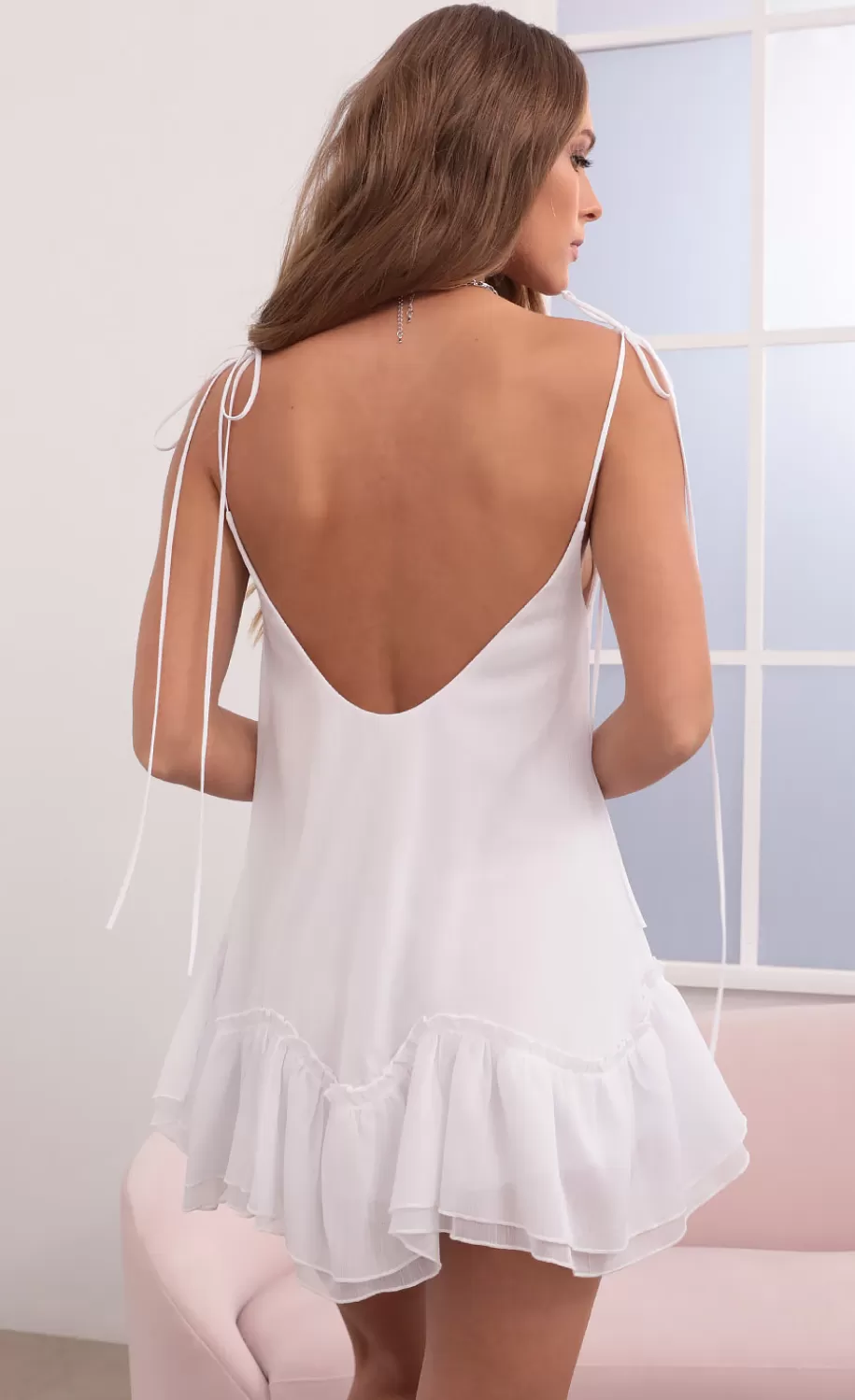 Mini Dress In White Shimmer^LUCY IN THE SKY Fashion