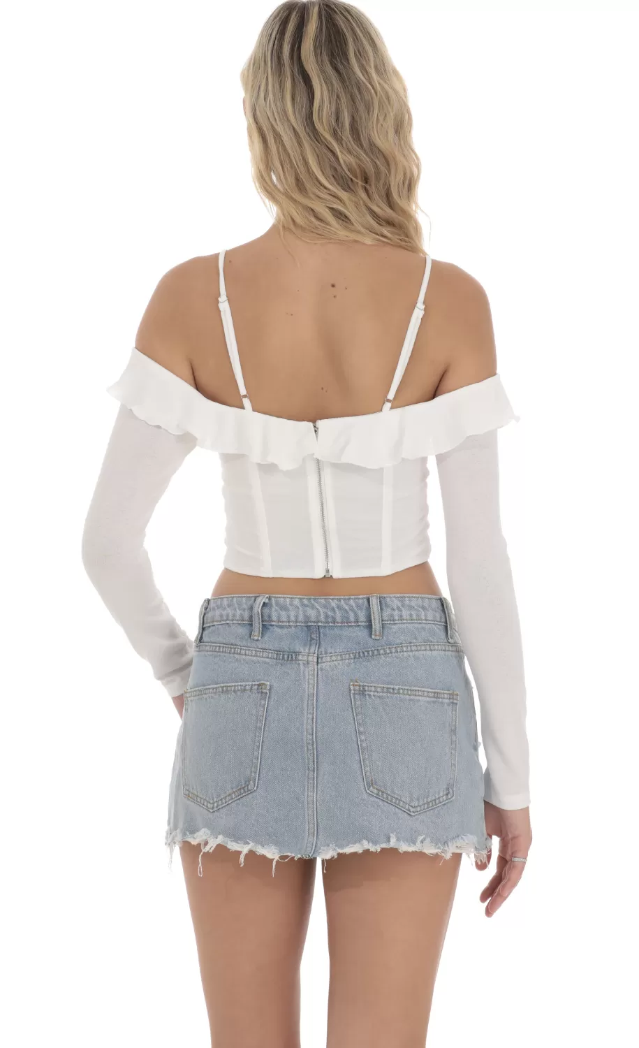 Off Shoulder Corset Top In White^LUCY IN THE SKY Store