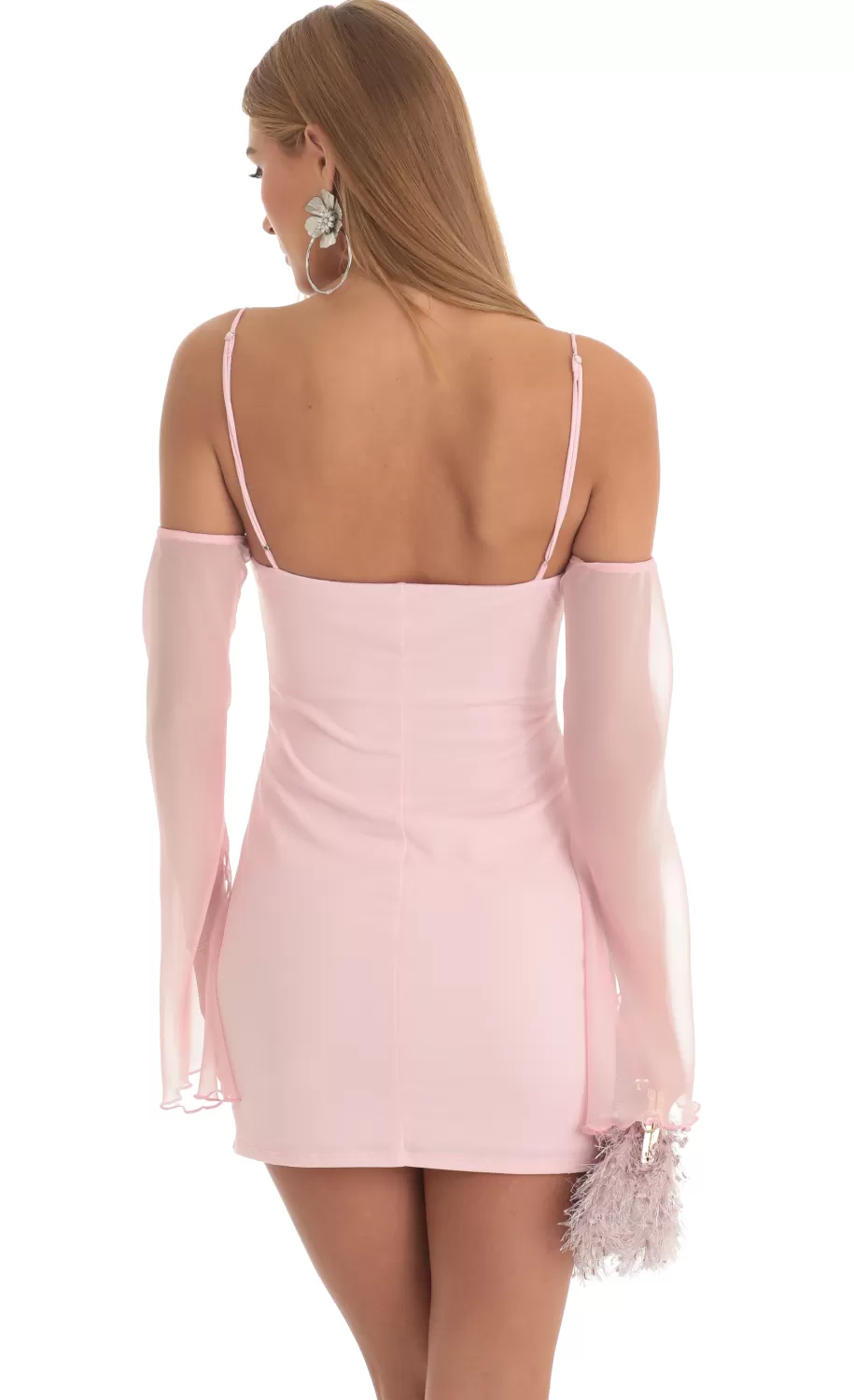 Off Shoulder Cowl Neck Dress In Pink^LUCY IN THE SKY Clearance