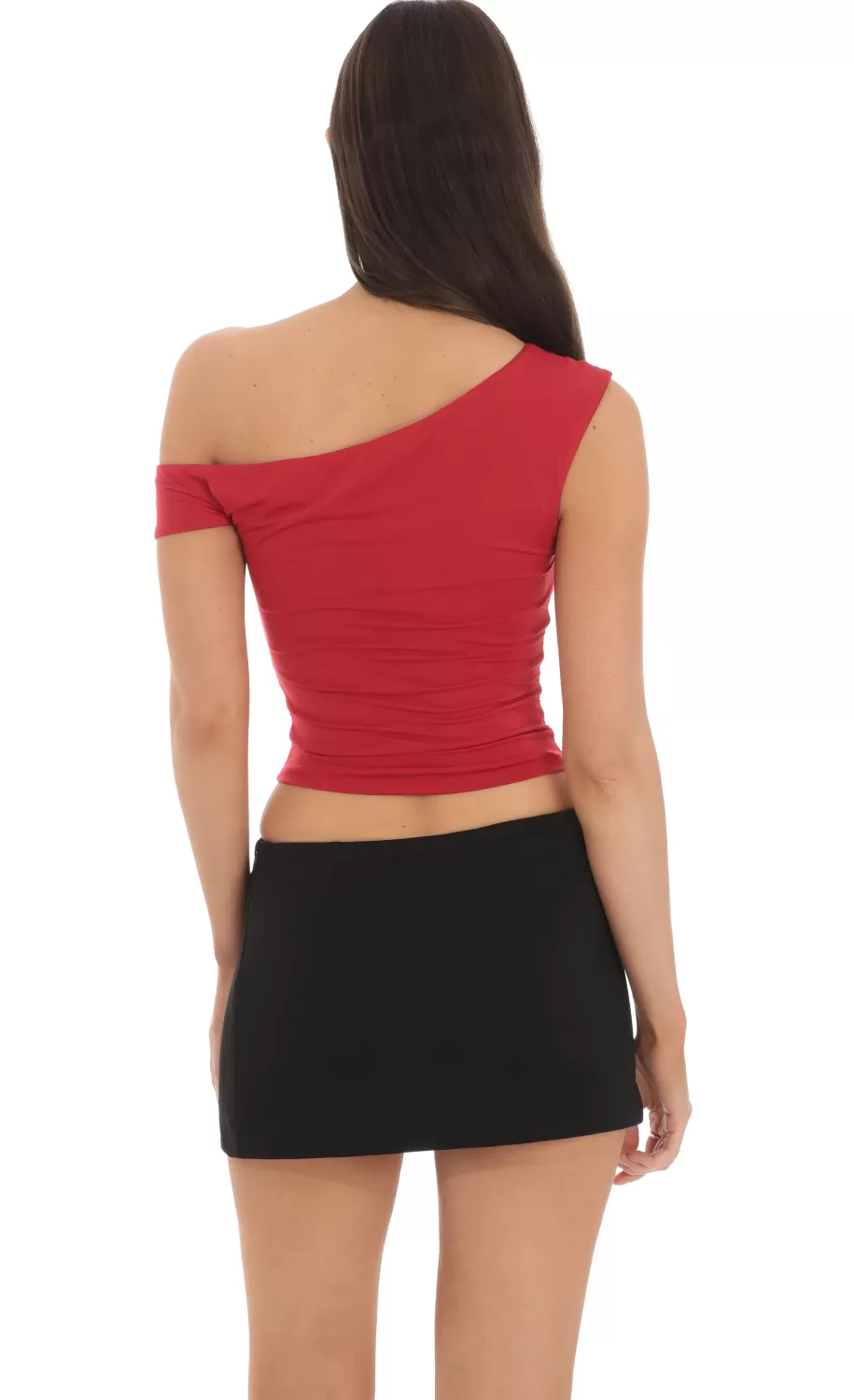 Off Shoulder Crop Top In Red^LUCY IN THE SKY Clearance