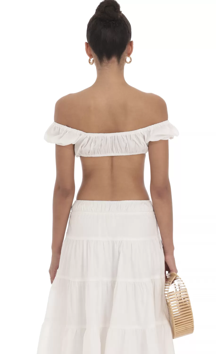 Off Shoulder Crop Top In White^LUCY IN THE SKY Outlet