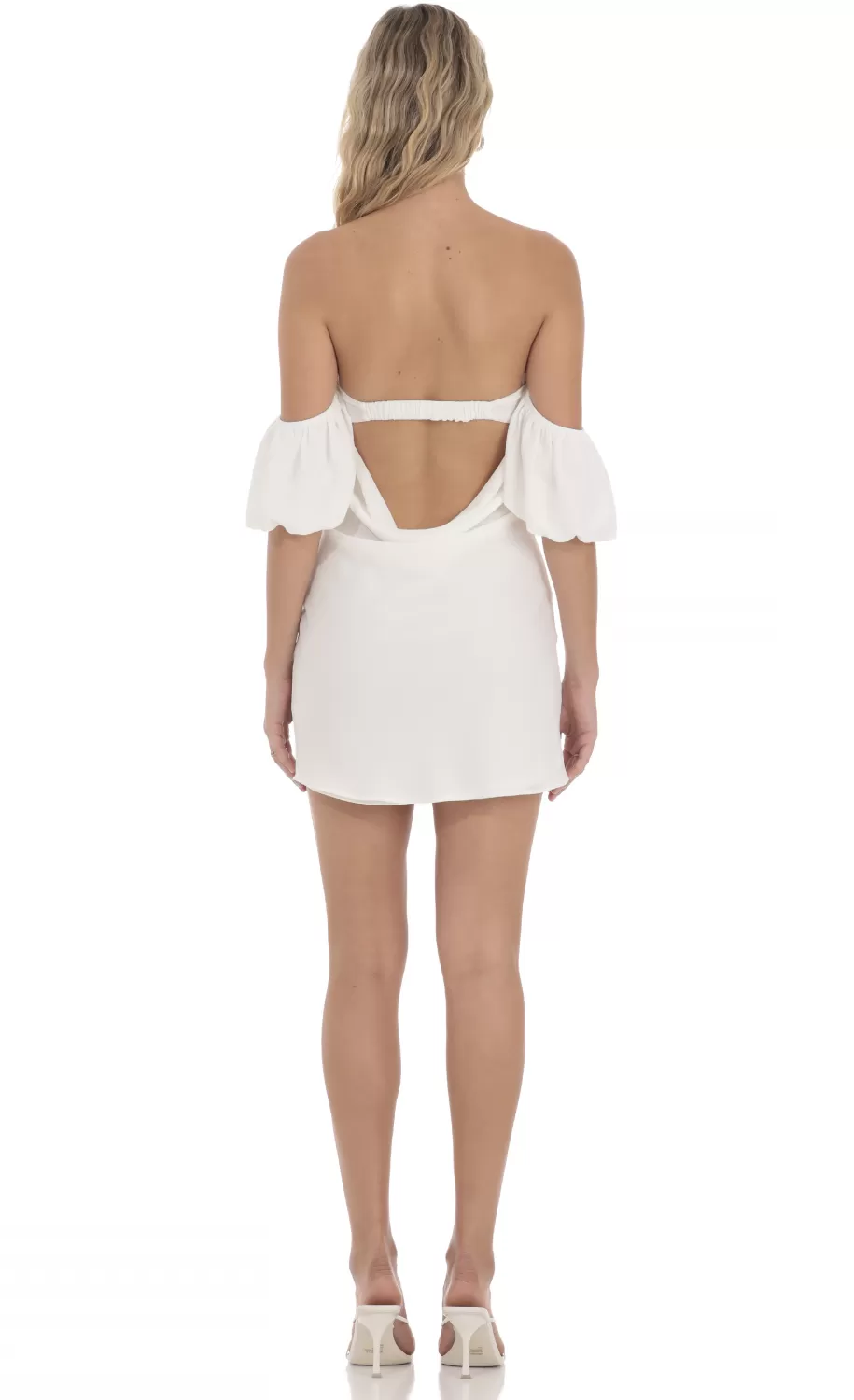Off Shoulder Puff Sleeve Dress In White^LUCY IN THE SKY Shop