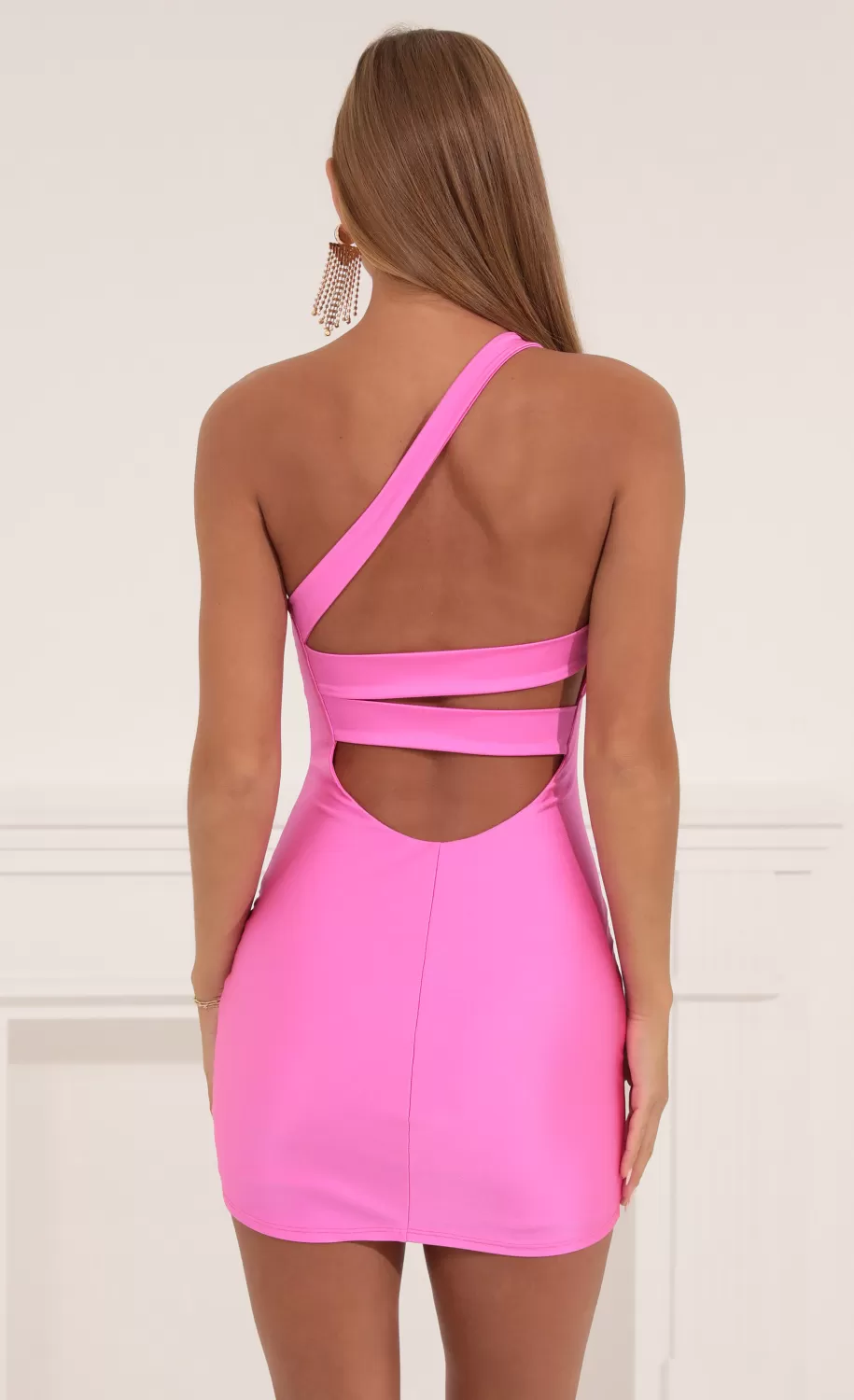 One Shoulder Bodycon Dress In Hot Pink^LUCY IN THE SKY Store