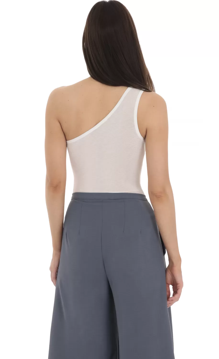 One Shoulder Keyhole Bodysuit In White^LUCY IN THE SKY Flash Sale