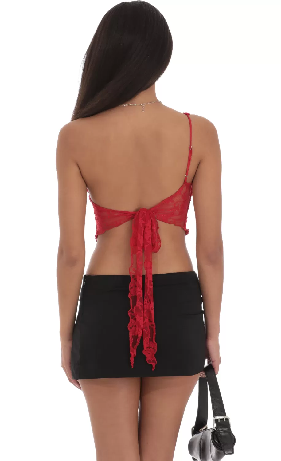 One Shoulder Lace Top In Red^LUCY IN THE SKY Outlet