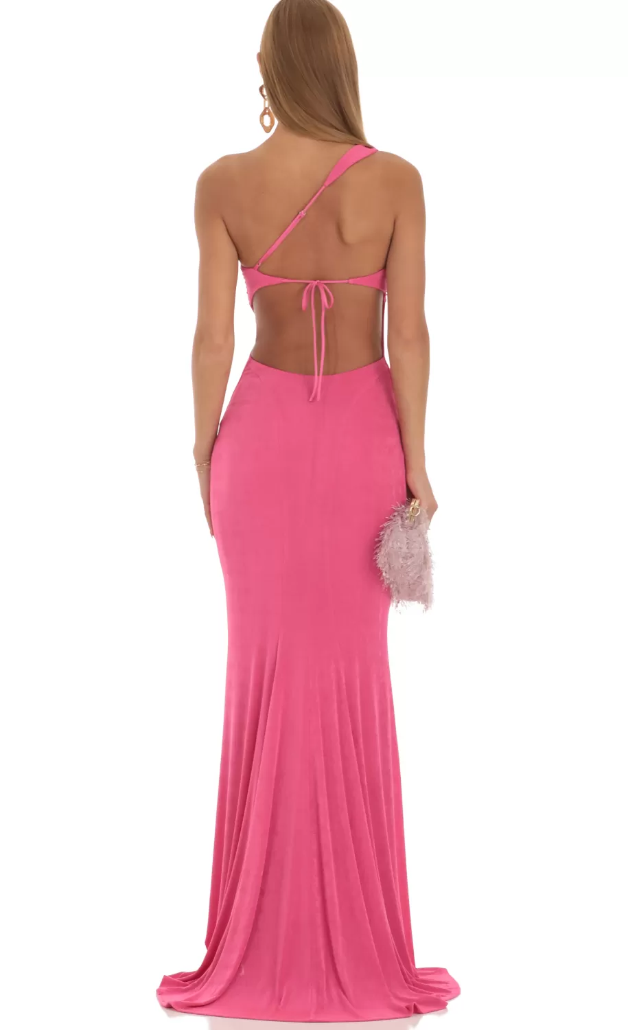 One Shoulder Maxi Dress In Pink^LUCY IN THE SKY Cheap