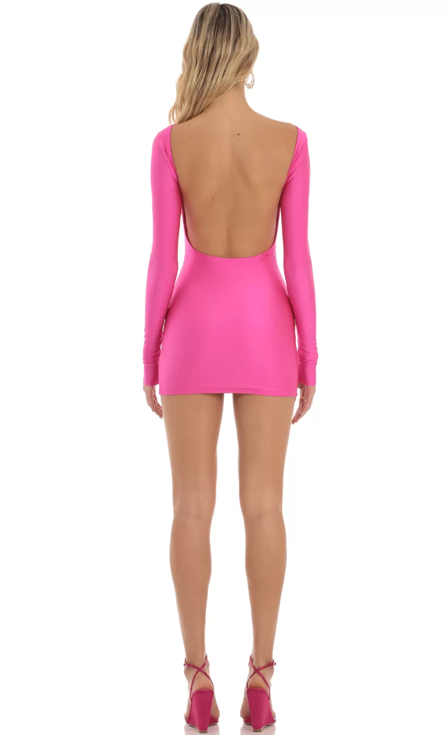 Open Back Bodycon Dress In Hot Pink^LUCY IN THE SKY New