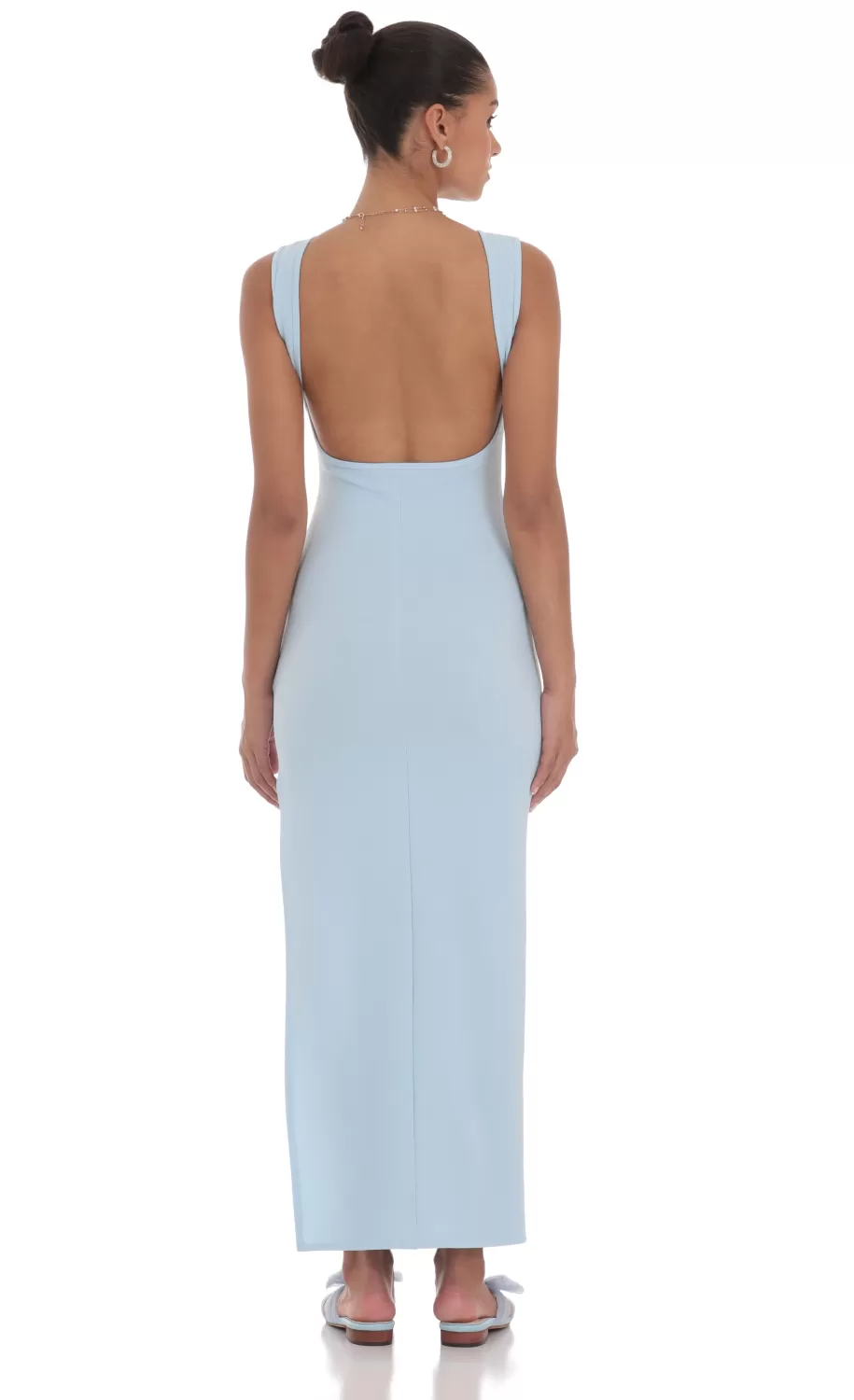 Open Back Bodycon Maxi Dress In Light Blue^LUCY IN THE SKY Online