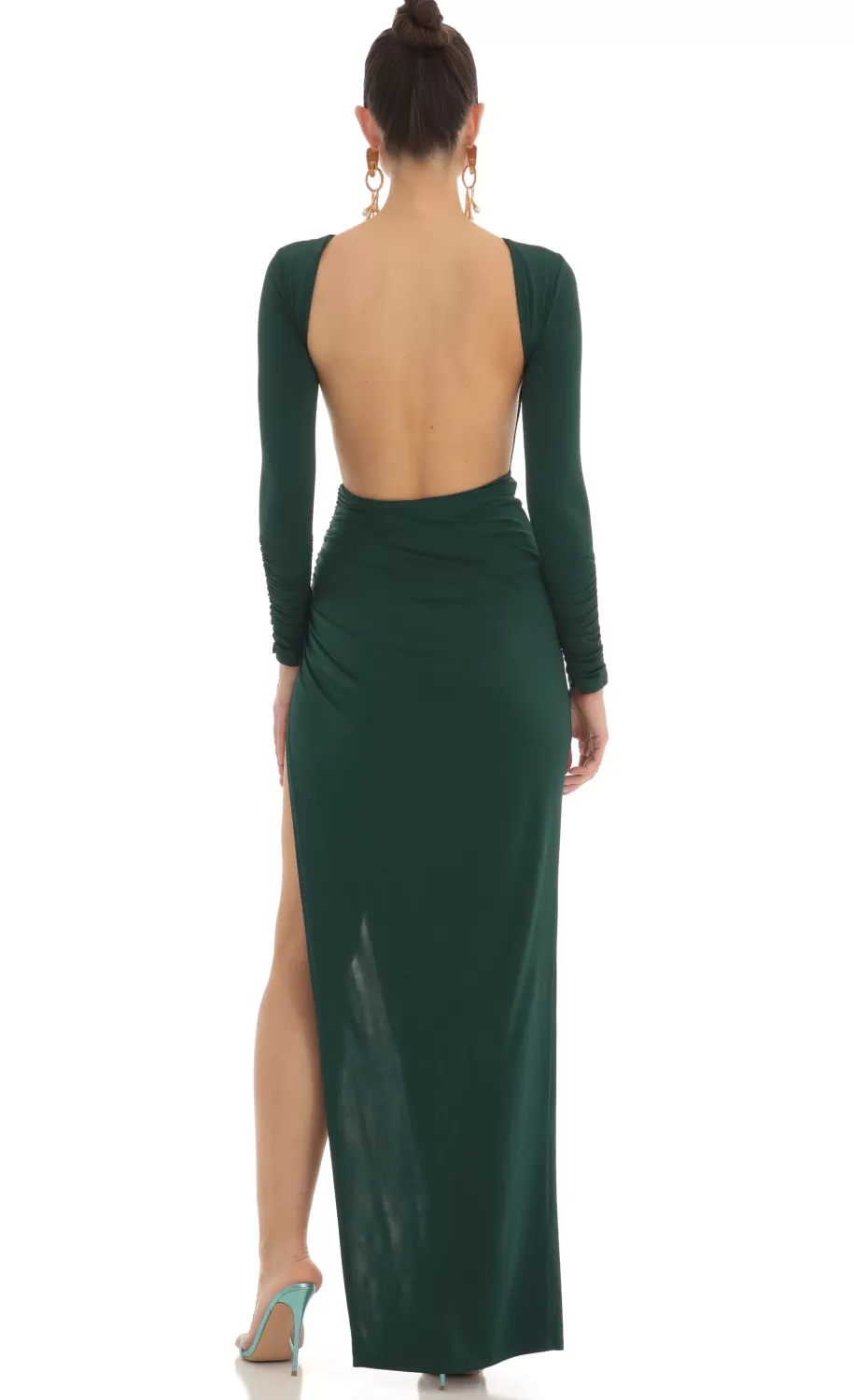 Open Back Maxi Dress In Green^LUCY IN THE SKY Sale