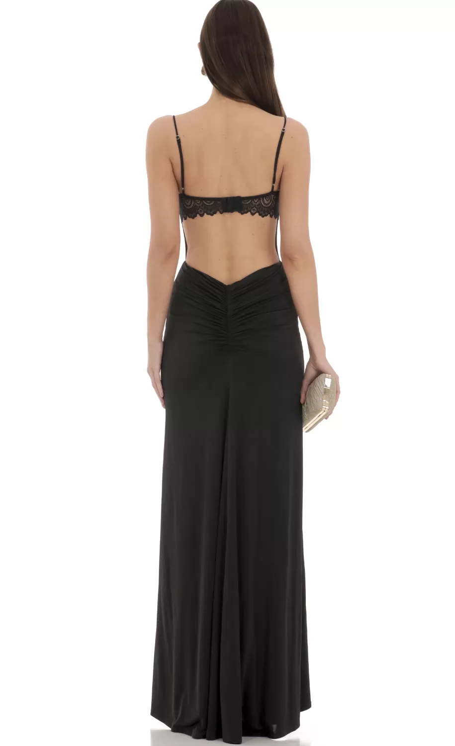 Open Back Mermaid Maxi Dress In Black^LUCY IN THE SKY Fashion