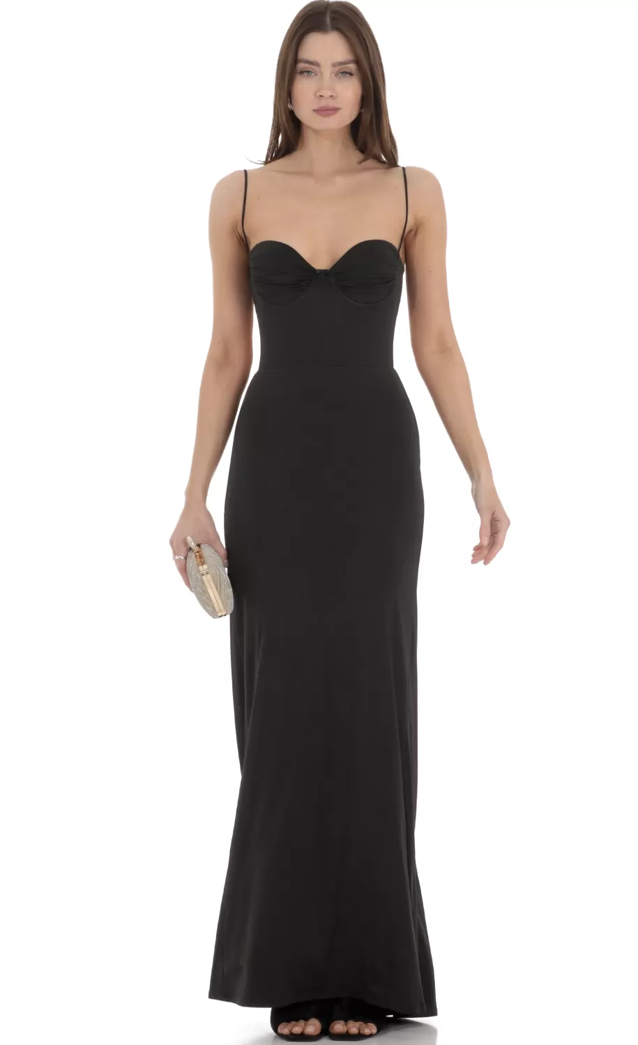 Open Back Mermaid Maxi Dress In Black^LUCY IN THE SKY Fashion