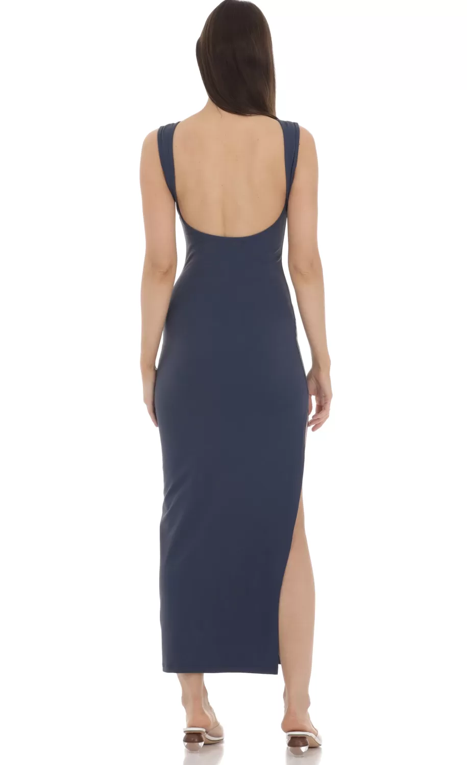 Open Back Midi Dress In Navy^LUCY IN THE SKY Cheap