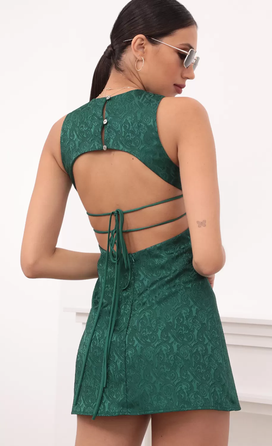 Open Back Tank Dress In Green^LUCY IN THE SKY Flash Sale