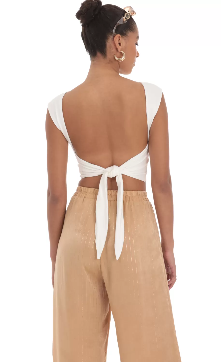 Open Back Tie Top In White^LUCY IN THE SKY Outlet