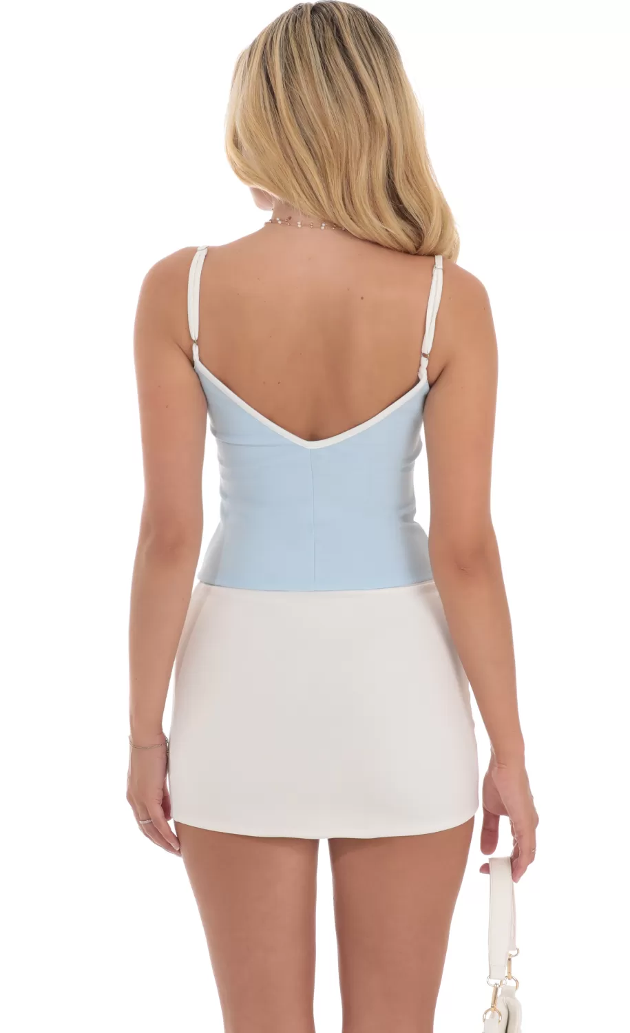 Outline Front Tie Top In Baby Blue^LUCY IN THE SKY Clearance