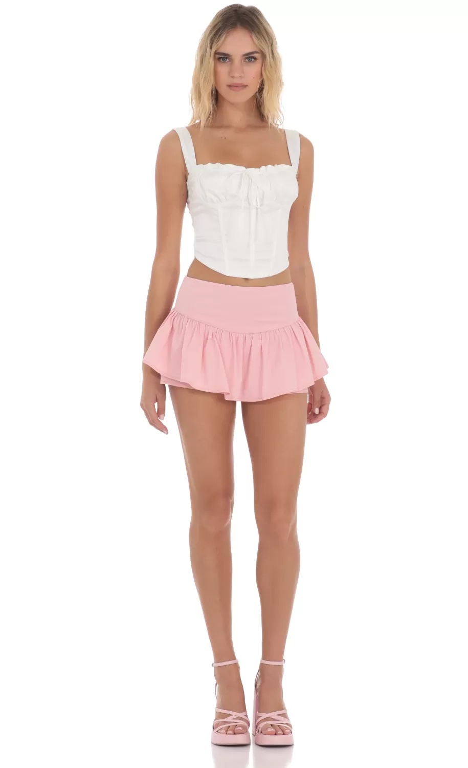 Peplum Skort In Pink^LUCY IN THE SKY Outlet