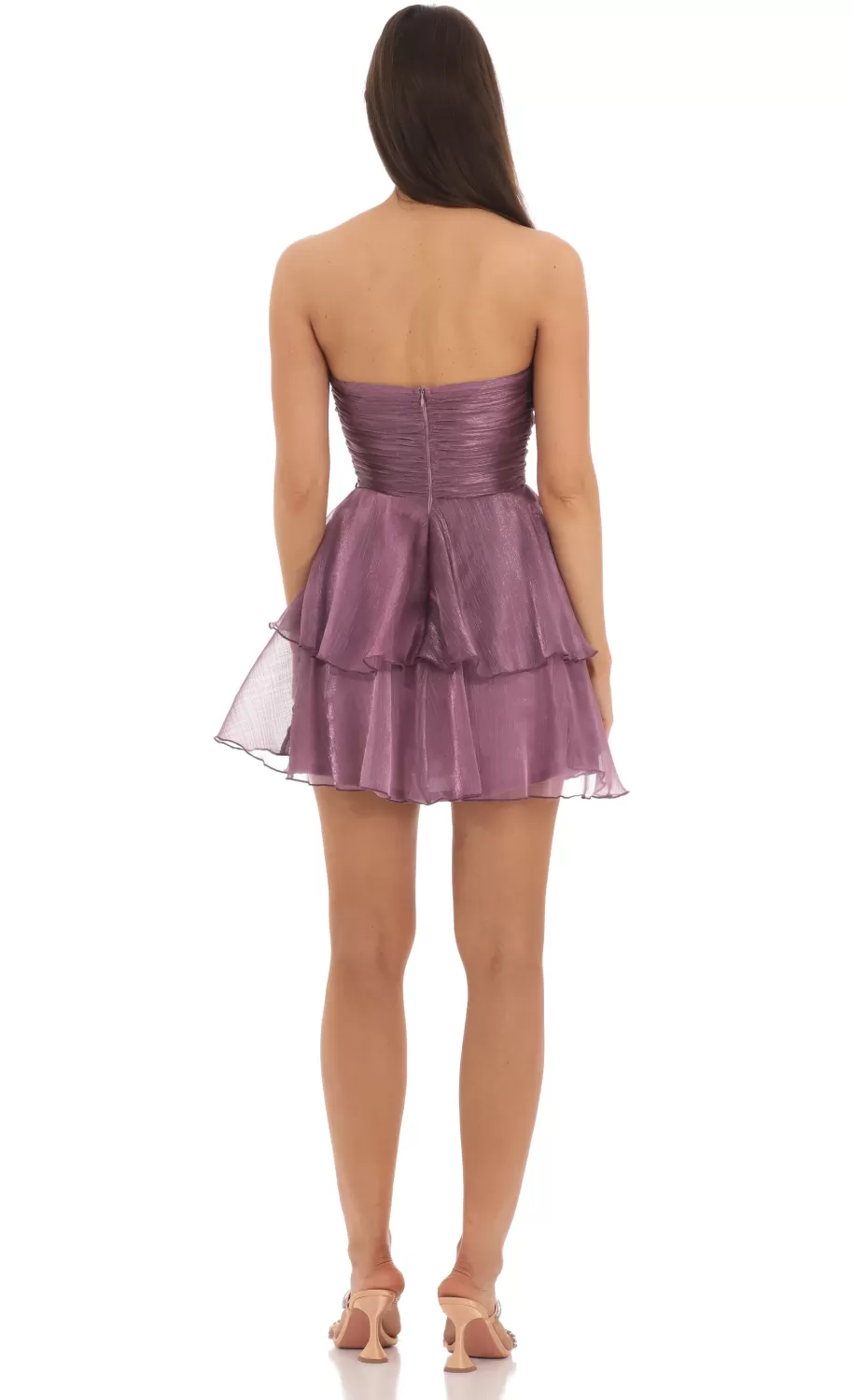 Petal Ruffle Strapless Dress In Purple^LUCY IN THE SKY Sale