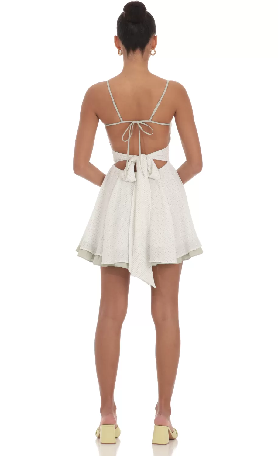 Polka Dot Twist A-line Dress In White^LUCY IN THE SKY Discount
