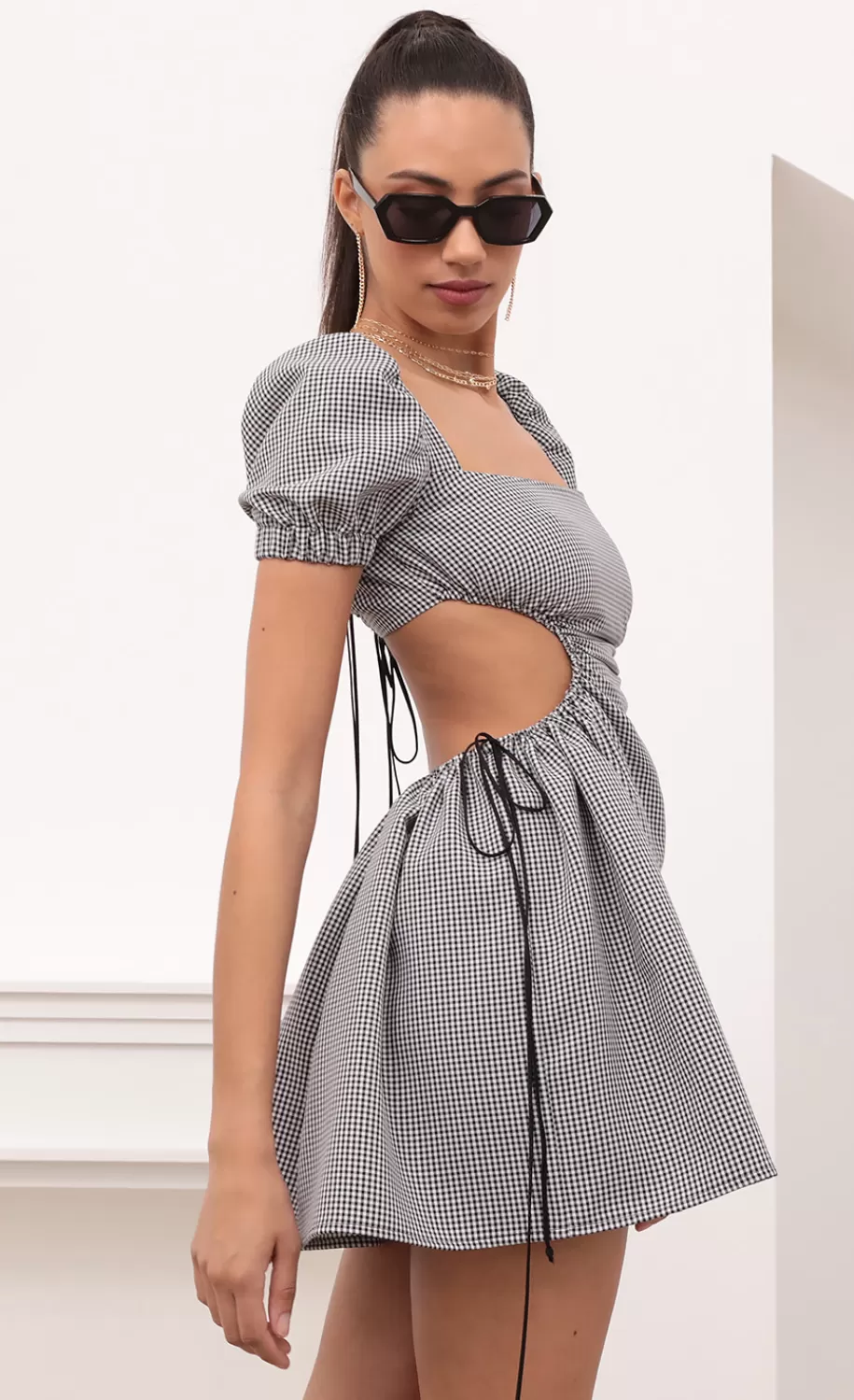Puff Sleeve In Gingham^LUCY IN THE SKY Fashion