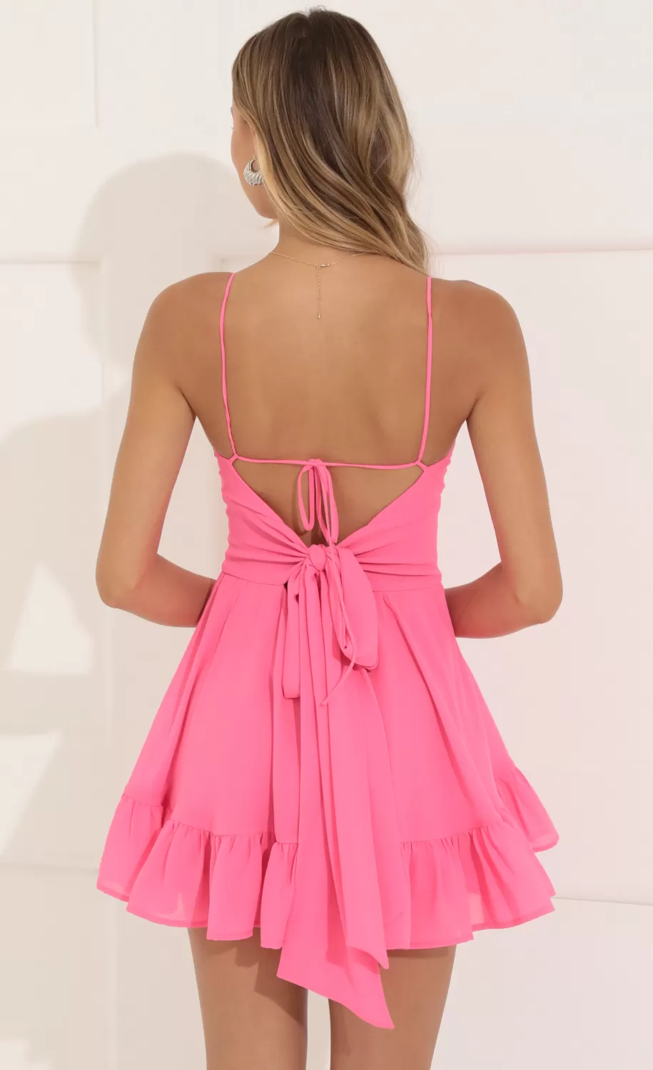 Ramona Chelsea Chiffon Flare Dress In Pink^LUCY IN THE SKY New