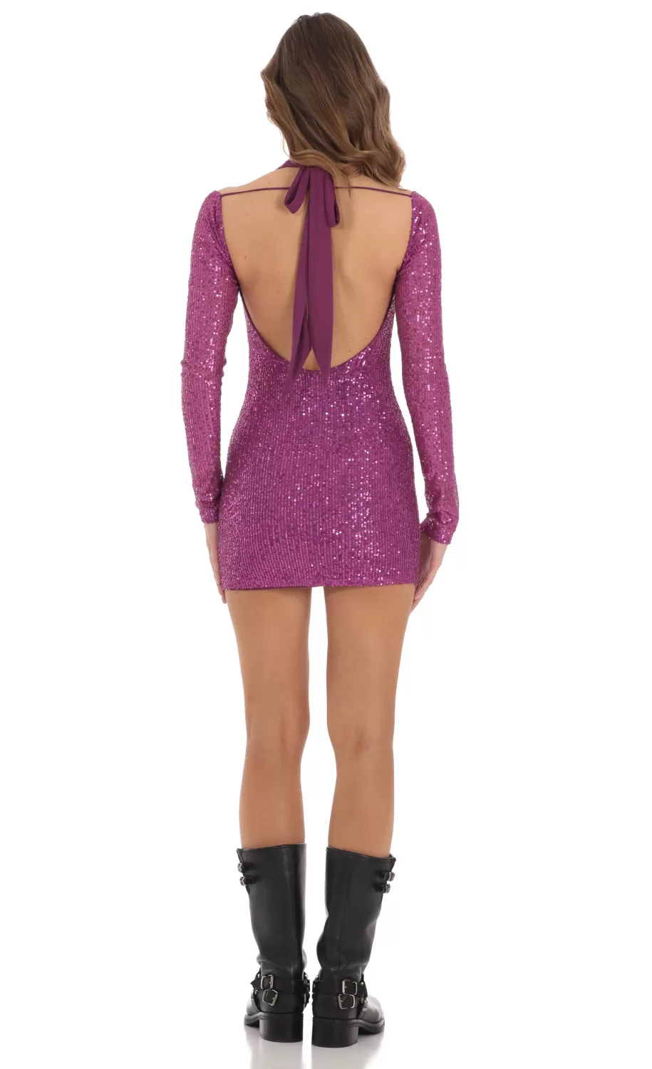 Reanne Sequin Shoulder Cutout Dress In Purple^LUCY IN THE SKY Online