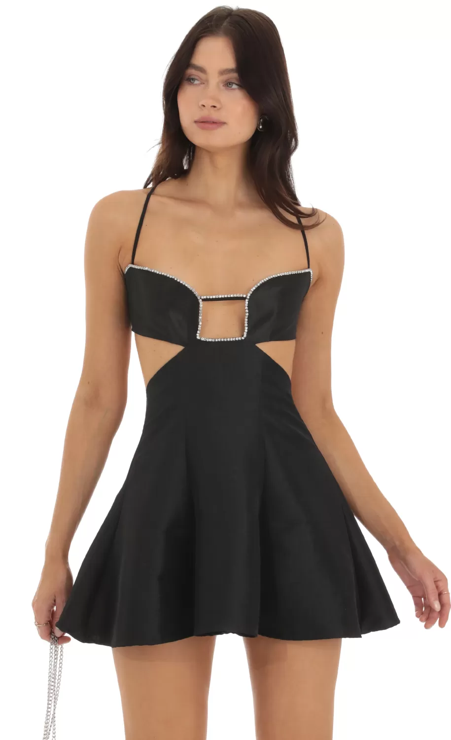 Rhinestone Cutout Dress In Black^LUCY IN THE SKY Best