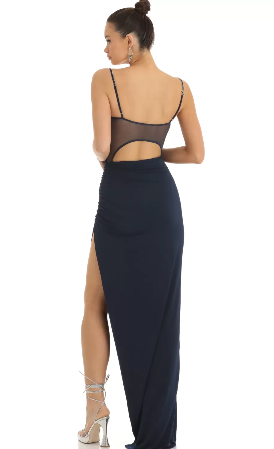 Rhinestone Strap Maxi Dress In Navy^LUCY IN THE SKY Online