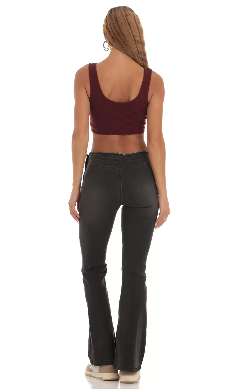 Ribbed Corset Tank Top In Maroon^LUCY IN THE SKY Shop