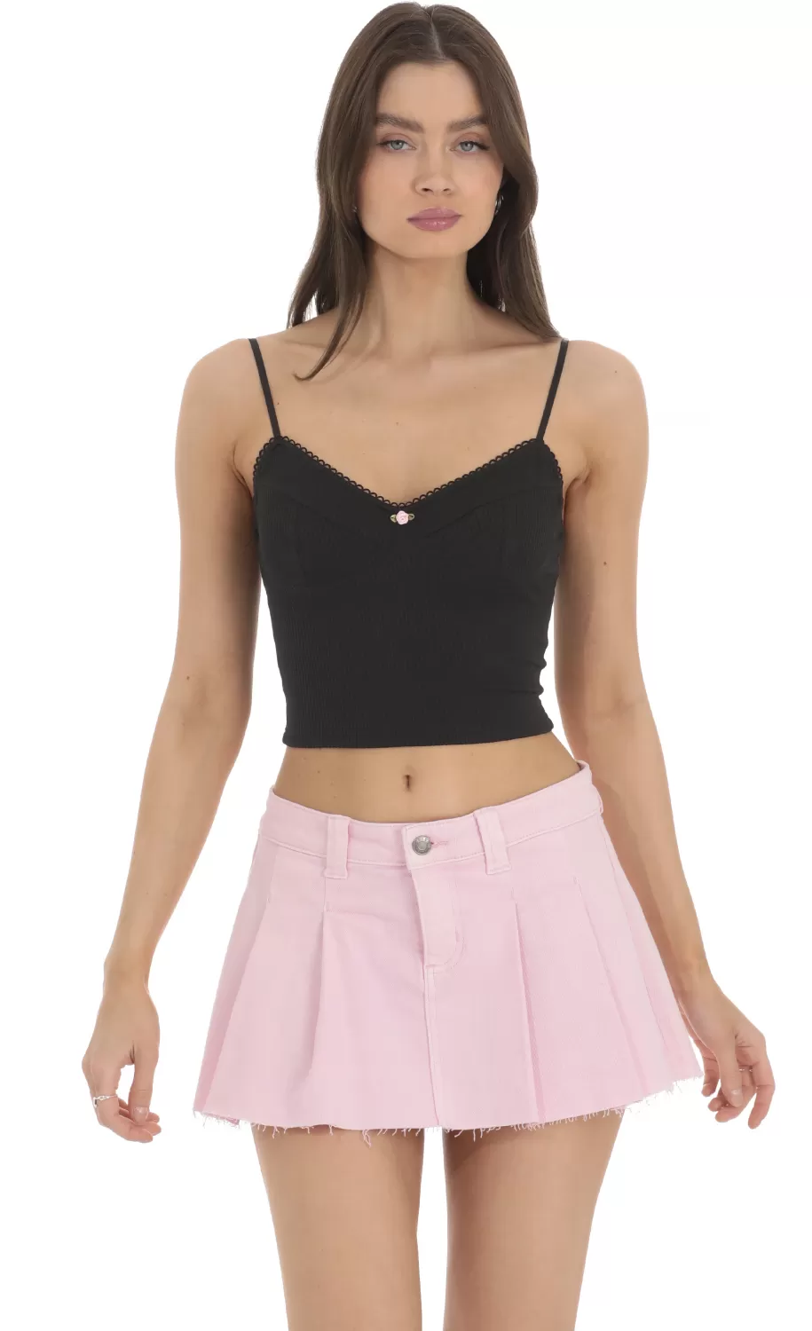 Ribbed Crop Top In Black^LUCY IN THE SKY Cheap