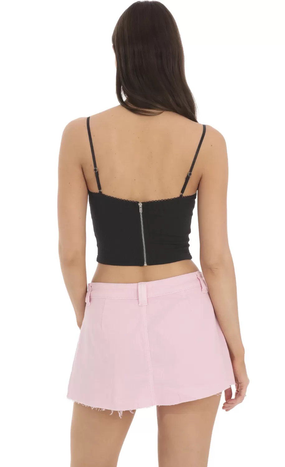 Ribbed Crop Top In Black^LUCY IN THE SKY Cheap