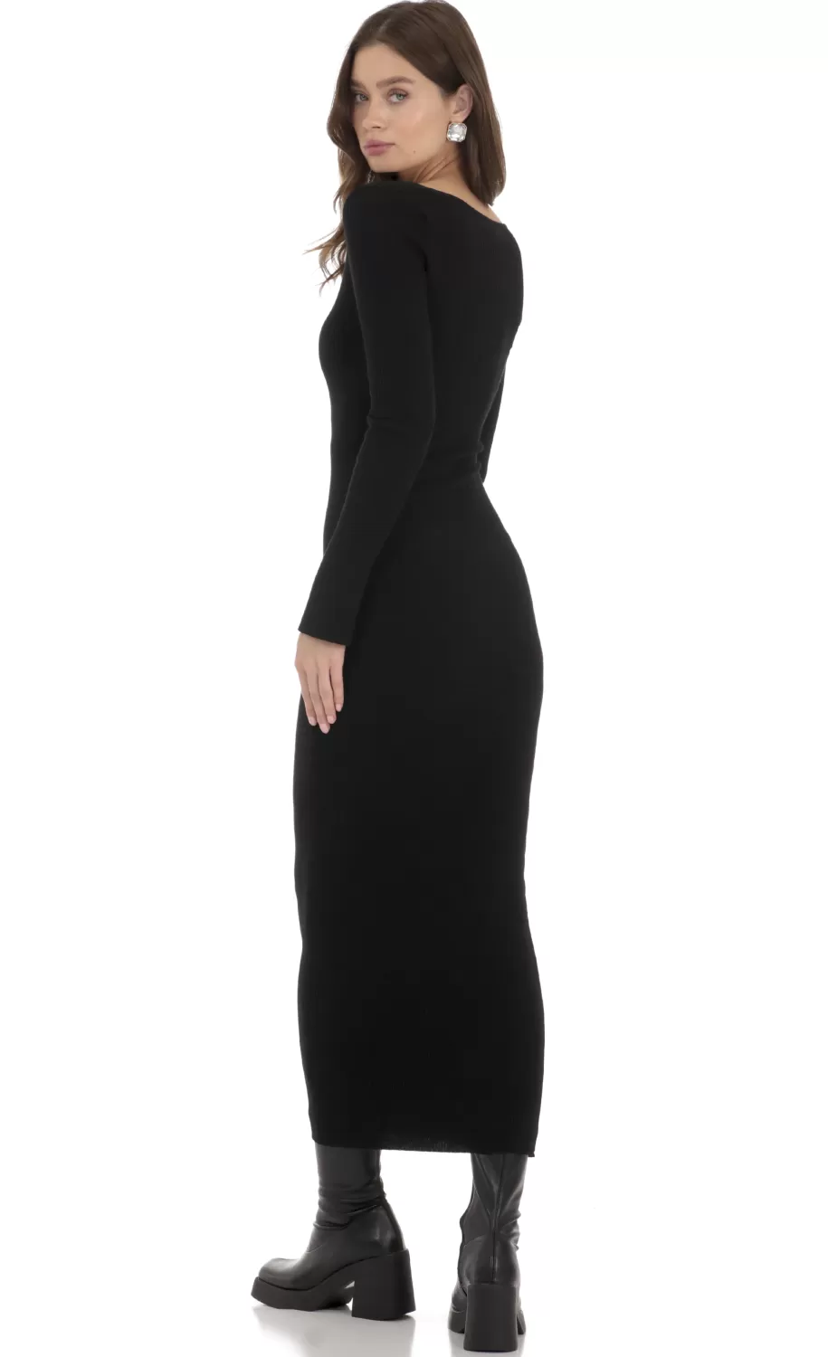 Ribbed Cutout Dress In Black^LUCY IN THE SKY Best Sale