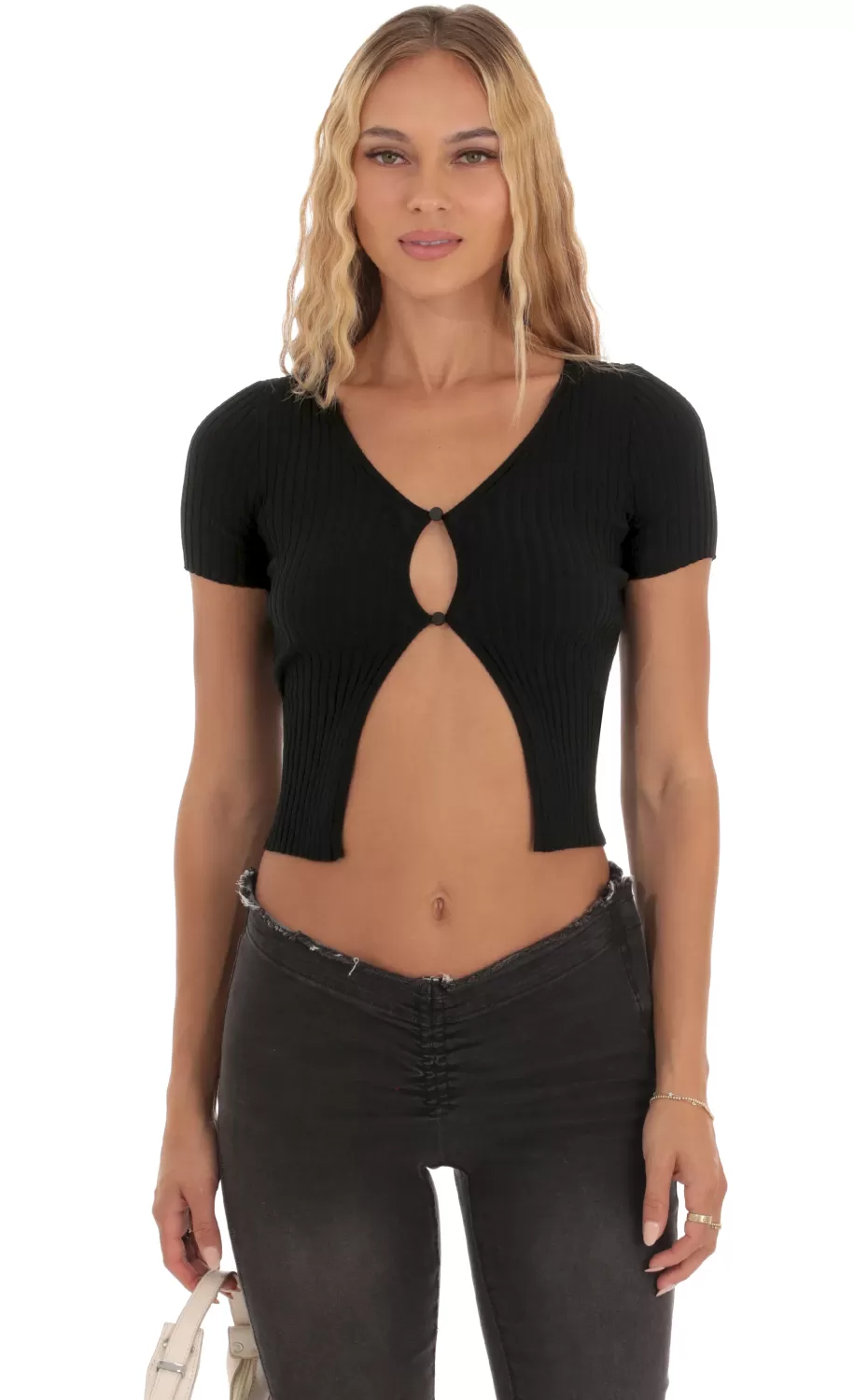 Ribbed Knit Top In Black^LUCY IN THE SKY Store