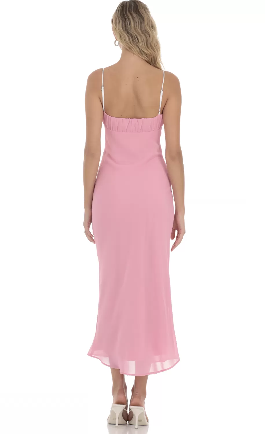 Ruched Bust Midi Dress In Pink^LUCY IN THE SKY Flash Sale