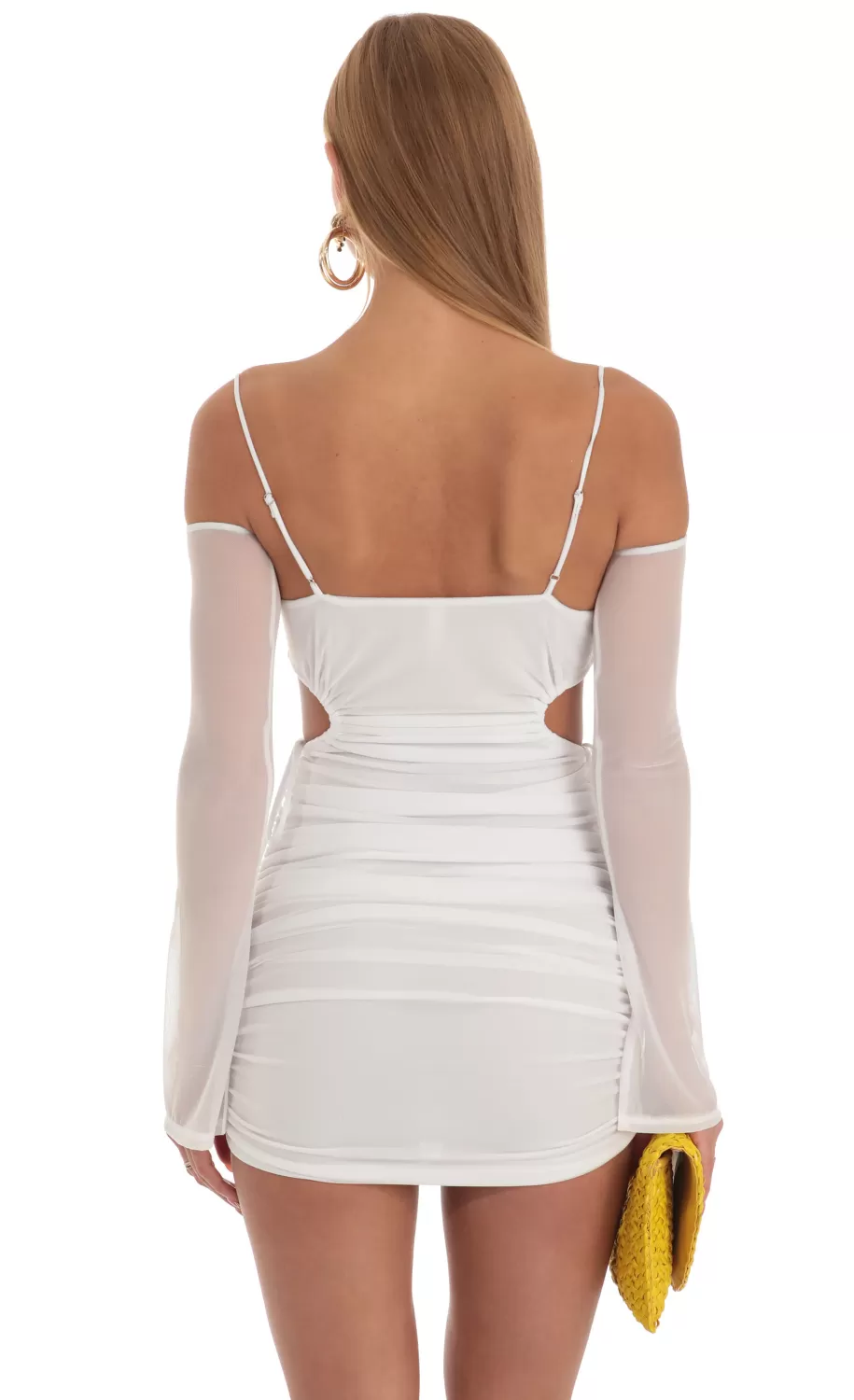 Ruched Cut Out Dress In White^LUCY IN THE SKY Discount