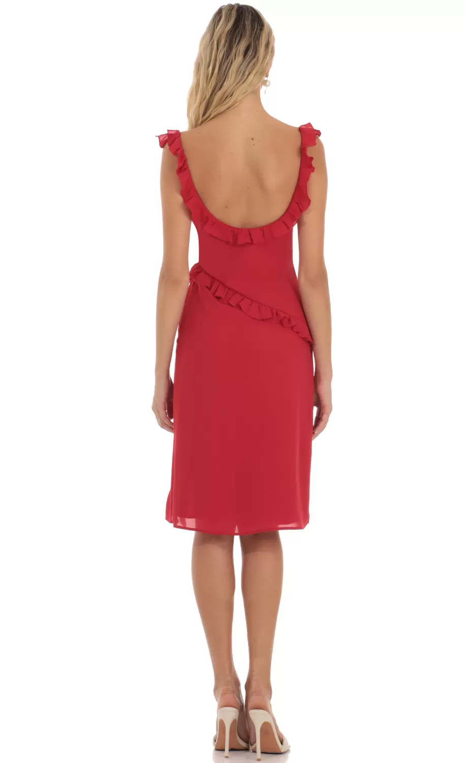 Ruffle Dress In Red^LUCY IN THE SKY Discount