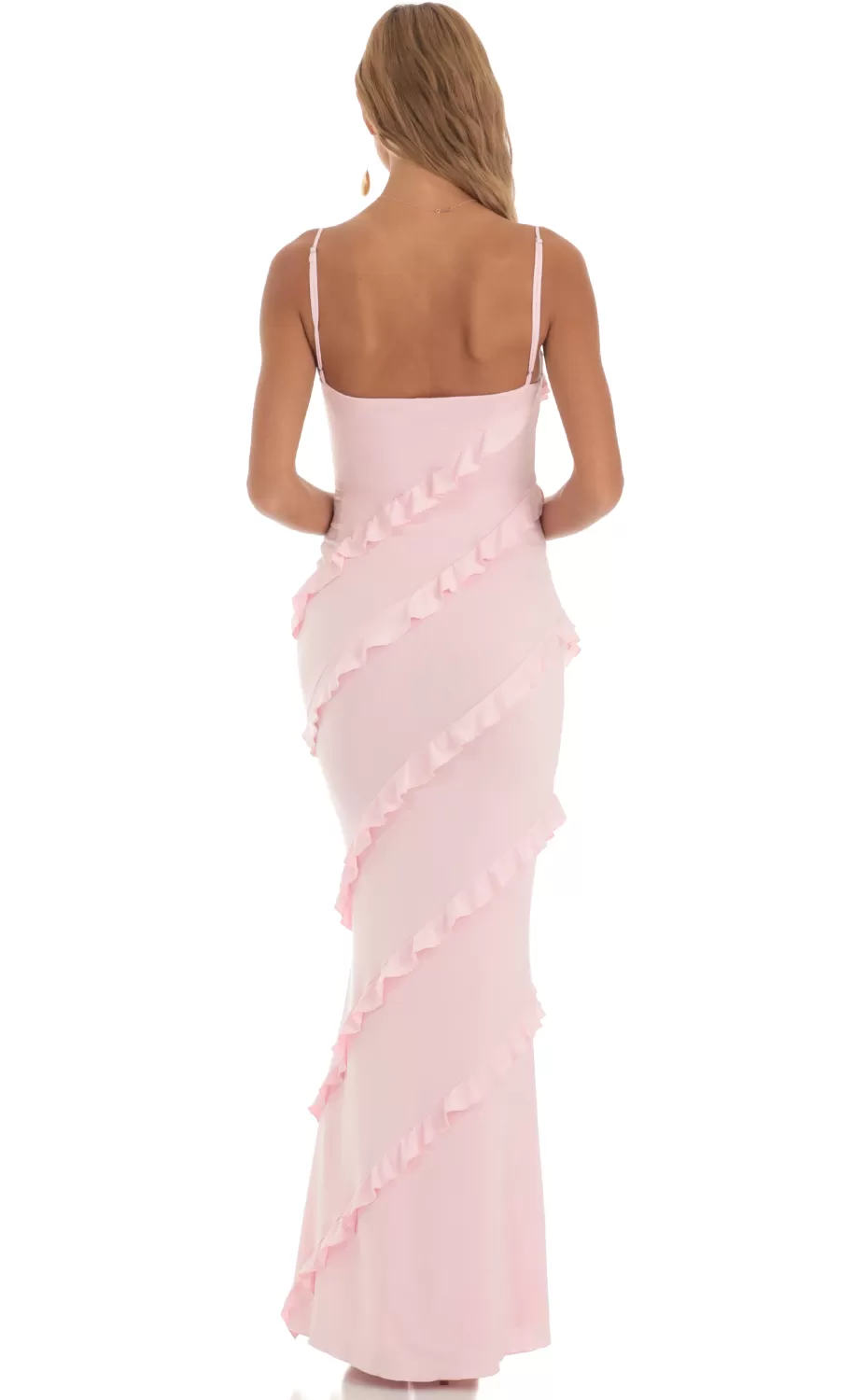 Ruffle Maxi Dress In Pink^LUCY IN THE SKY Clearance