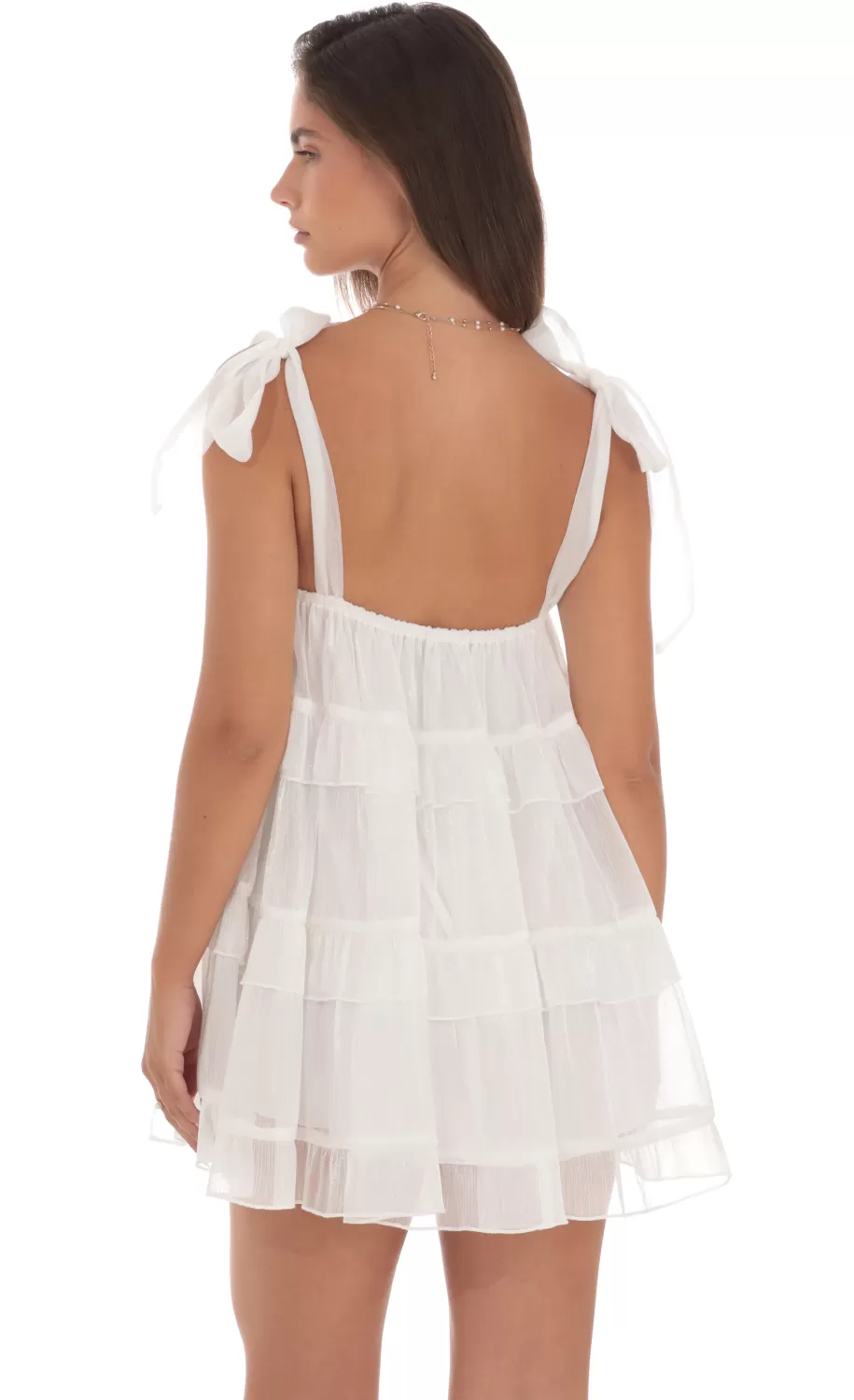 Ruffle Shift Dress In White^LUCY IN THE SKY Discount